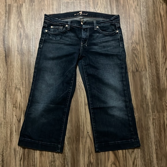 NWOT! 7 For All Mankind, Women’s Dark-Wash, Cropped, Wide-Leg, “Dojo” jeans. 30W - Picture 2 of 4
